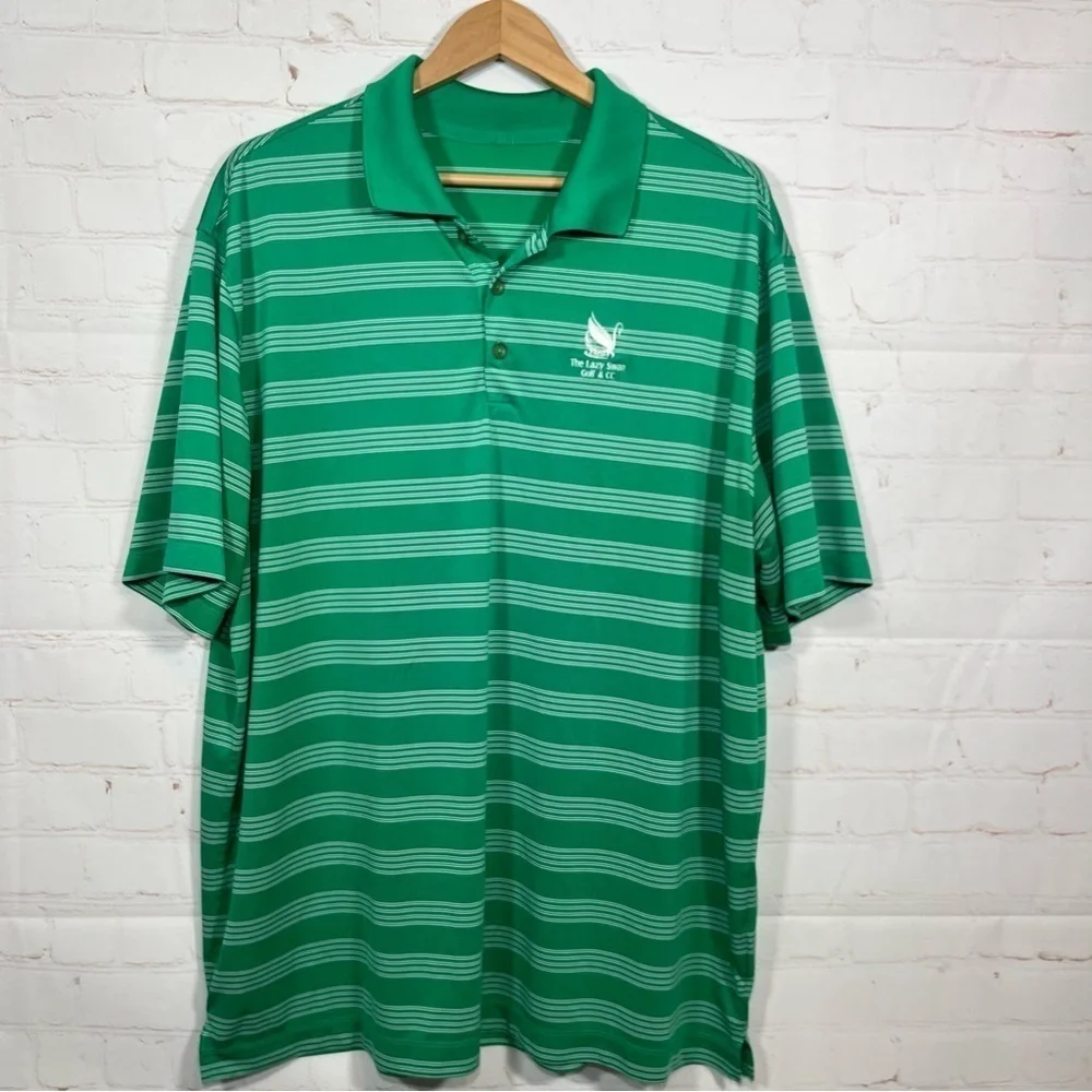 Nike Golf Performance Dri Fit Polo Shirt Mens XXL Green Striped Activewear
